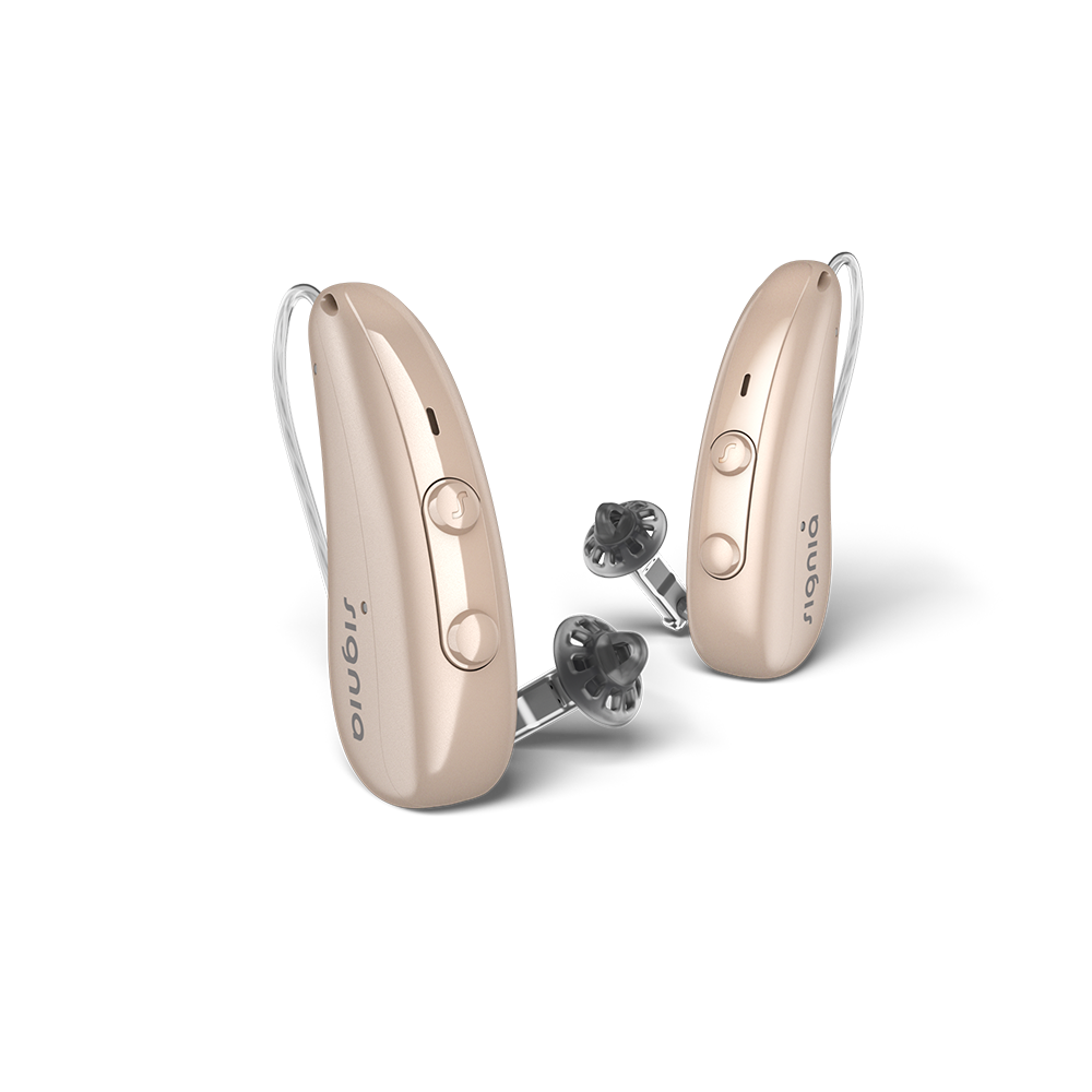 Signia IX Pure C&G RIC hearing aids in beige